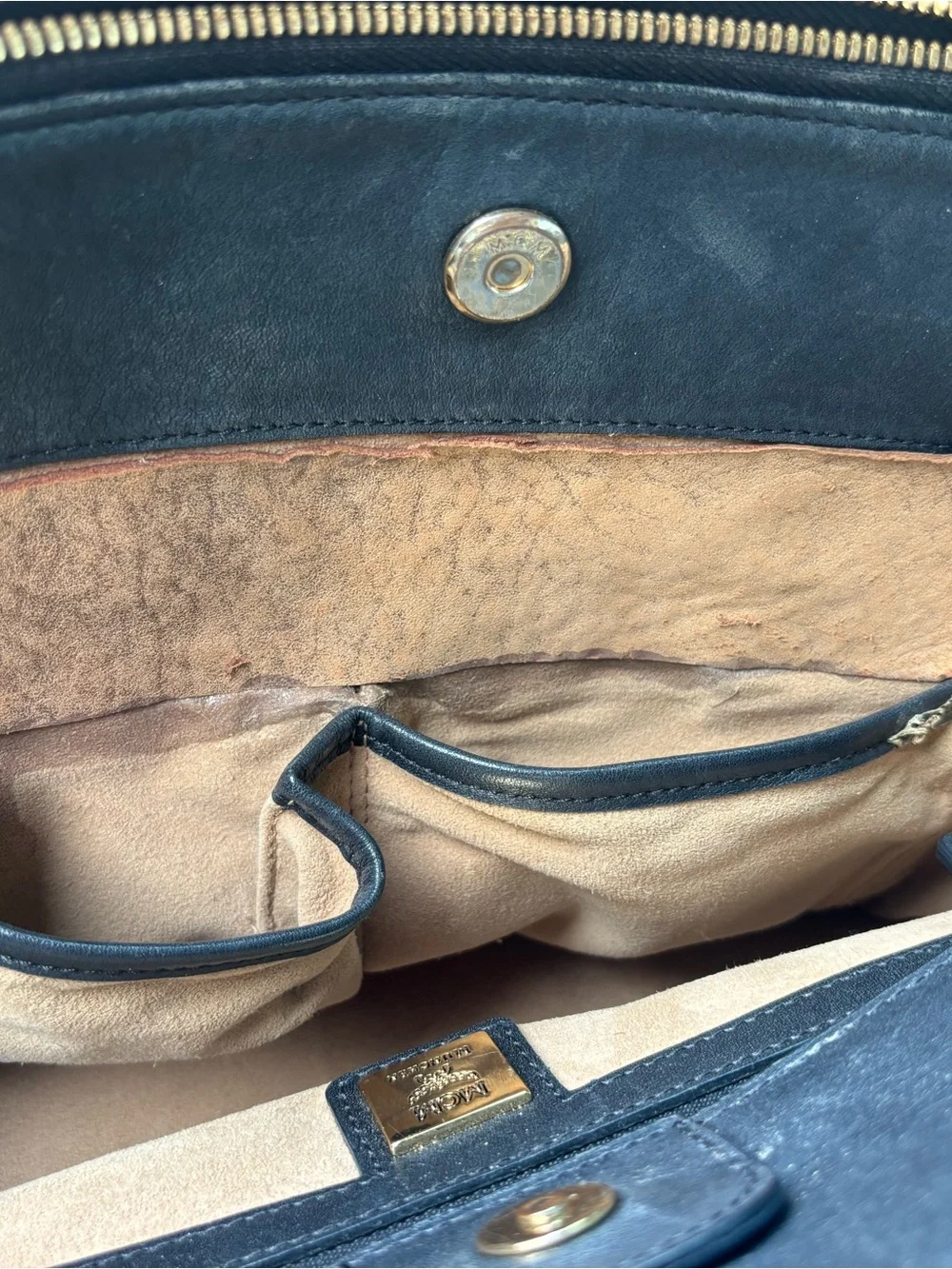 MCM Metallic Gold Visetos Kathy Double Zip Tote